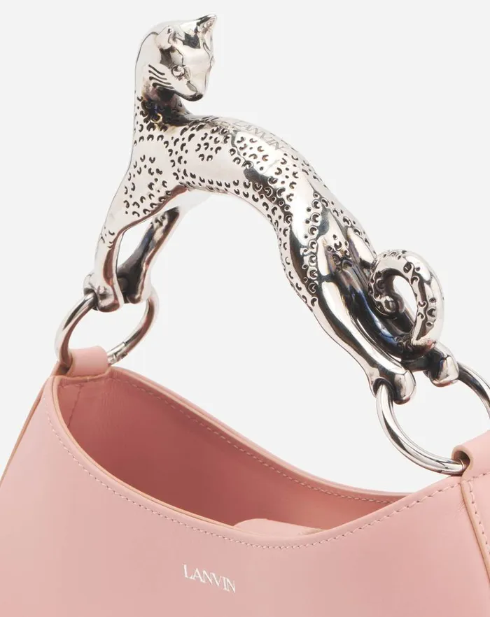Women Lanvin Tote Bags and Top Handle Bags Hobo Cat Leather Bag Pastel Apricot