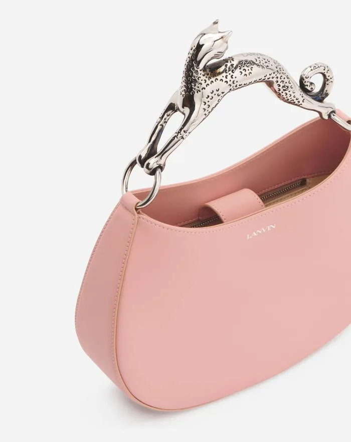 Women Lanvin Tote Bags and Top Handle Bags Hobo Cat Leather Bag Pastel Apricot