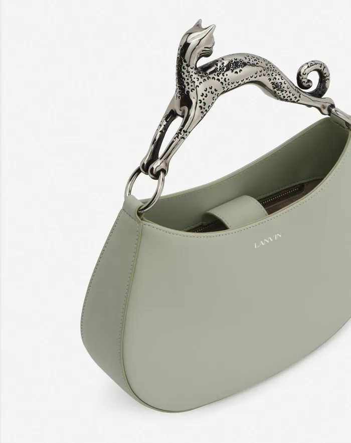 Women Lanvin Tote Bags and Top Handle Bags Hobo Cat Leather Bag Sage