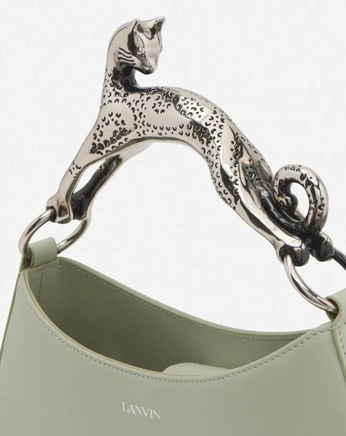 Women Lanvin Tote Bags and Top Handle Bags Hobo Cat Leather Bag Sage