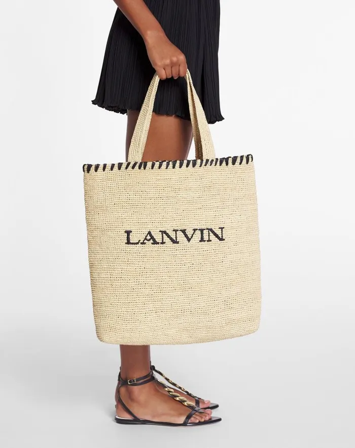 Women Lanvin Tote Bags and Top Handle Bags Lanvin Raffia Tote Bag Naturalblack Women Lanvin Tote Bags and Top Handle Bags Lanvin Raffia Tote Bag Naturalblack