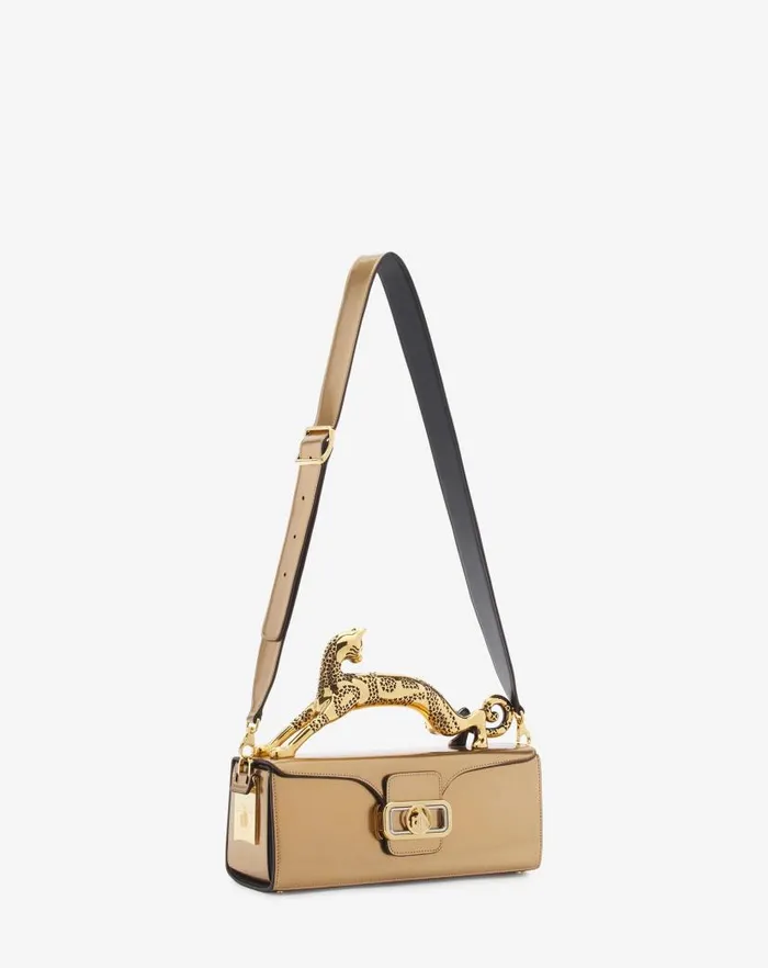 Women Lanvin Tote Bags and Top Handle Bags Medium Pencil Cat Bag In Metallic Leather Gold