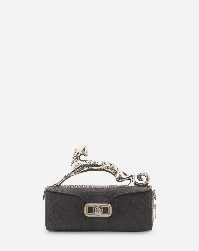 Women Lanvin Tote Bags and Top Handle Bags Medium Pencil Cat Bag In Python Anthracite Women Lanvin Tote Bags and Top Handle Bags Medium Pencil Cat Bag In Python Anthracite