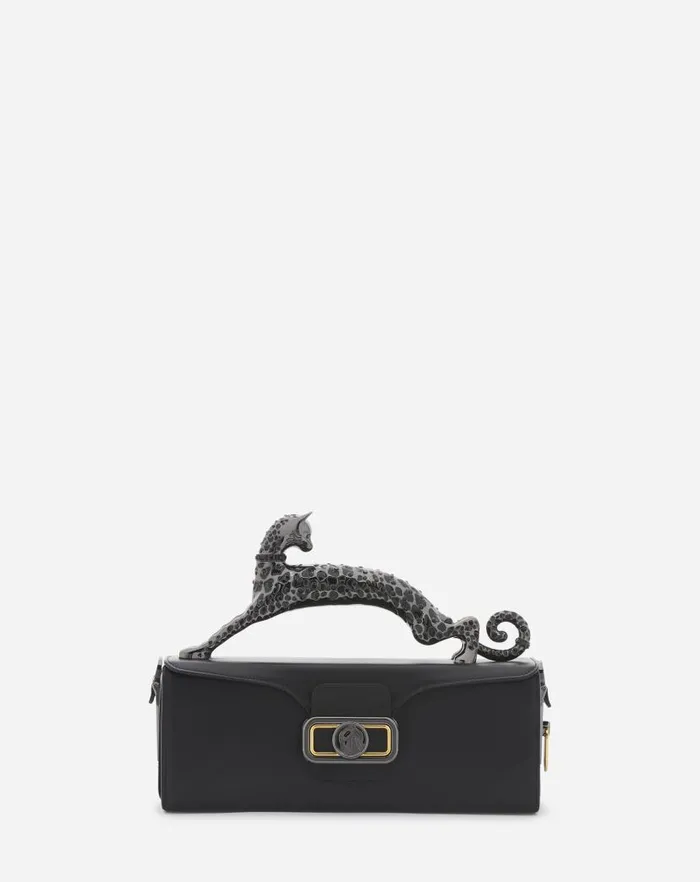 Women Lanvin Tote Bags and Top Handle Bags Medium Pencil Cat Leather Bag Black Women Lanvin Tote Bags and Top Handle Bags Medium Pencil Cat Leather Bag Black