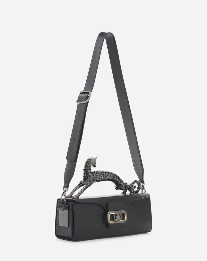 Women Lanvin Tote Bags and Top Handle Bags Medium Pencil Cat Leather Bag Black