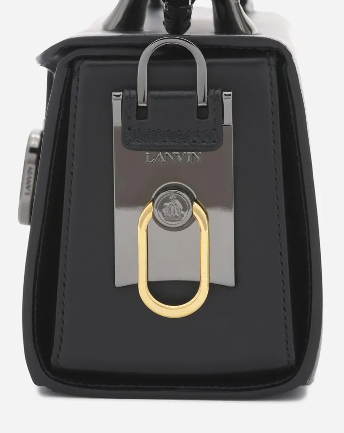 Women Lanvin Tote Bags and Top Handle Bags Medium Pencil Cat Leather Bag Black
