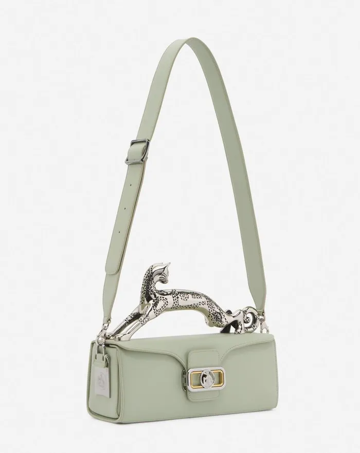 Women Lanvin Tote Bags and Top Handle Bags Medium Pencil Cat Leather Bag Sage