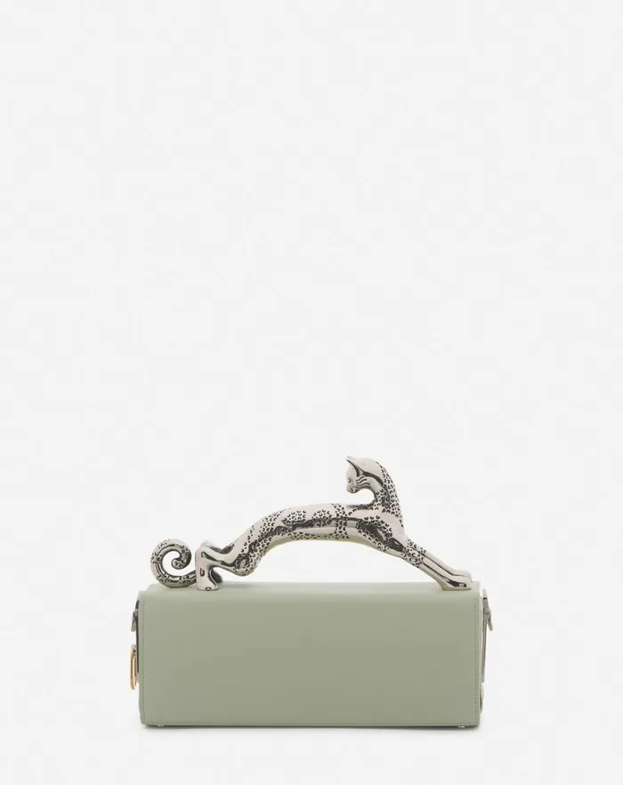 Women Lanvin Tote Bags and Top Handle Bags Medium Pencil Cat Leather Bag Sage
