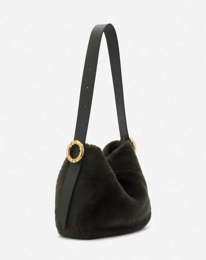 Women Lanvin Tote Bags and Top Handle Bags Shearling Mlodie Hobo Bag Loden Women Lanvin Tote Bags and Top Handle Bags Shearling Mlodie Hobo Bag Loden