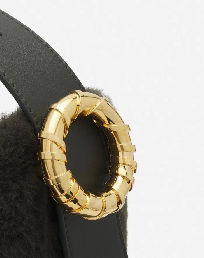 Women Lanvin Tote Bags and Top Handle Bags Shearling Mlodie Hobo Bag Loden Women Lanvin Tote Bags and Top Handle Bags Shearling Mlodie Hobo Bag Loden