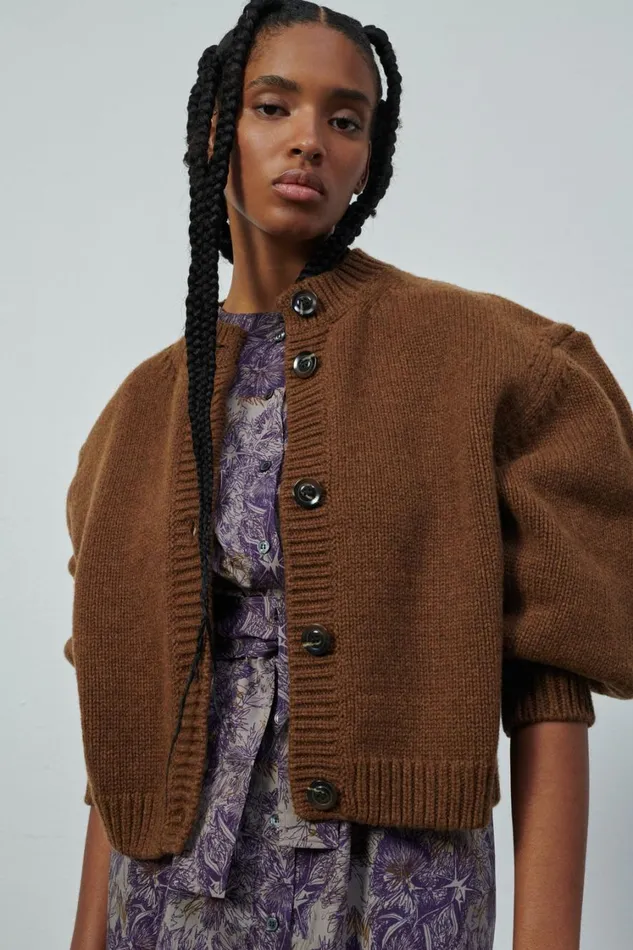 Women LEONARD CARDIGAN Chestnut Soeur Jumpers and Cardigans