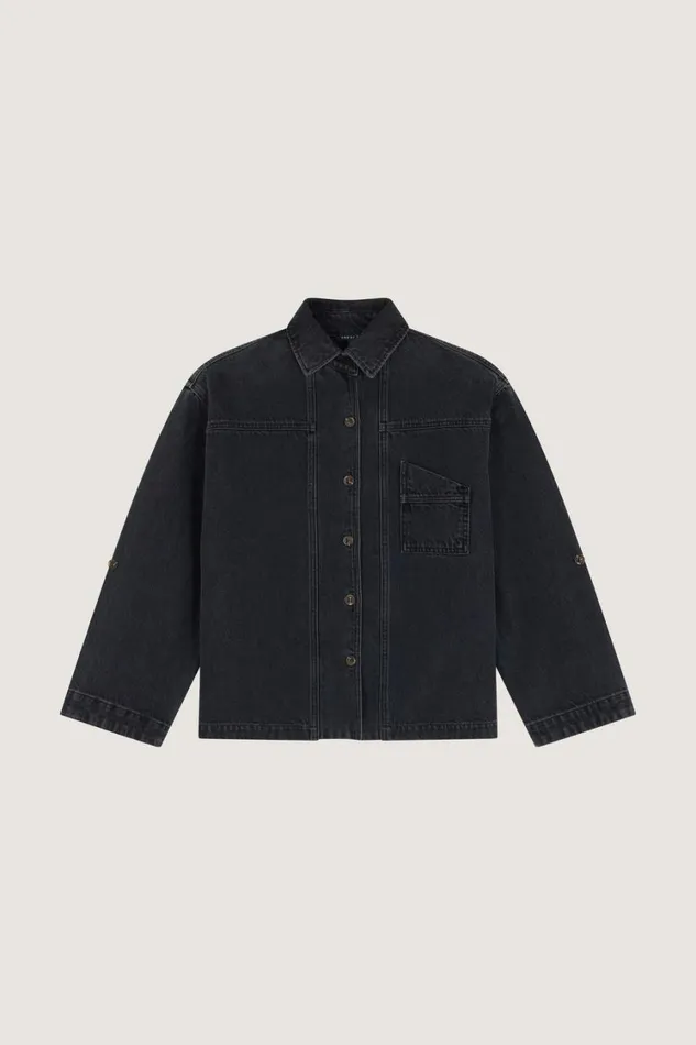 Women LION SHIRT Washed Black Denim Soeur Shirts