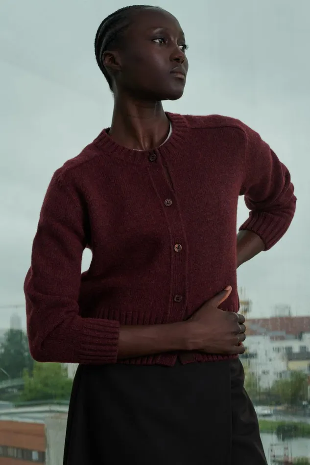 Women LYNE CARDIGAN Plum Soeur Jumpers and Cardigans