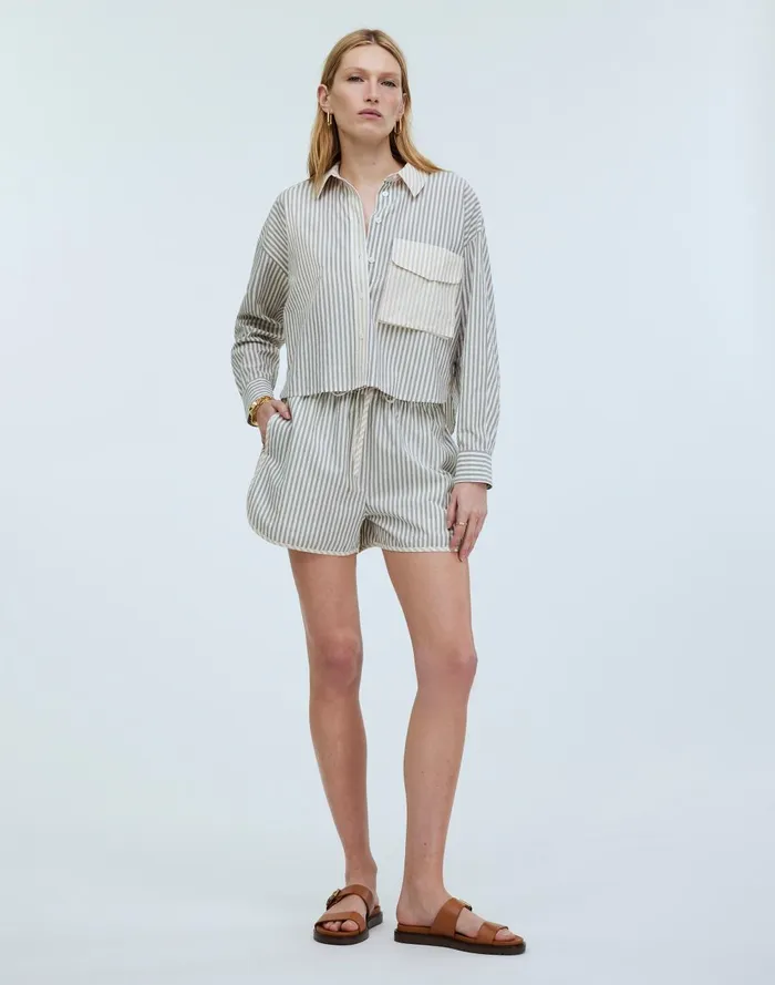 Women Matching Sets Madewell Crinkle Cotton DolphinHem Shorts