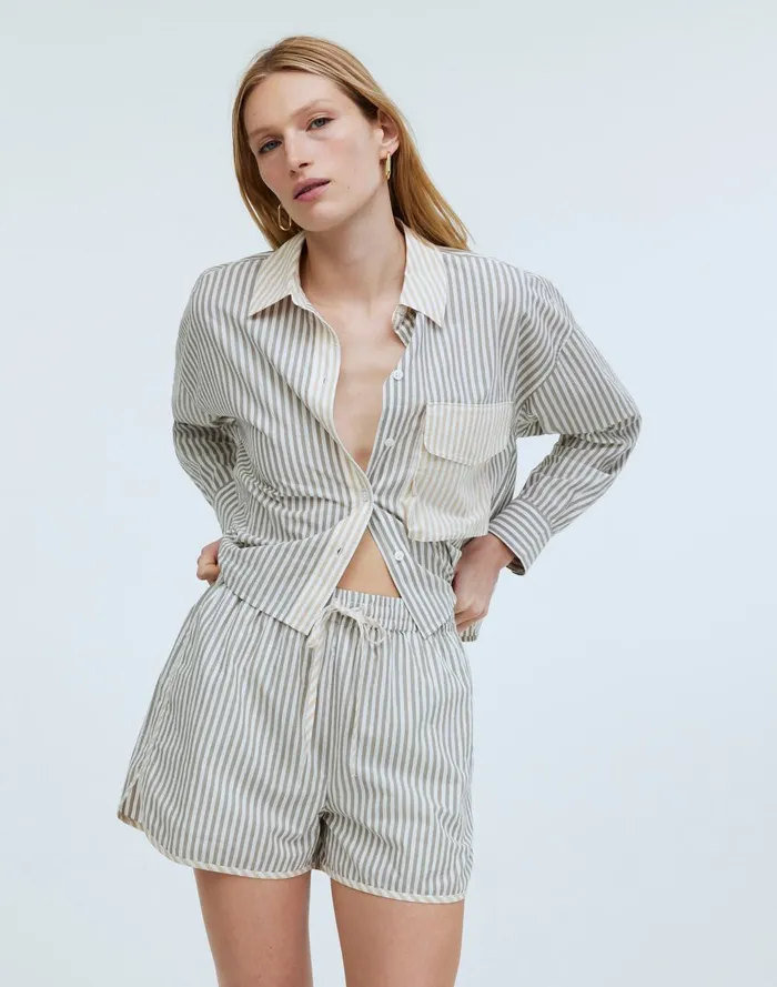 Women Matching Sets Madewell Crinkle Cotton DolphinHem Shorts