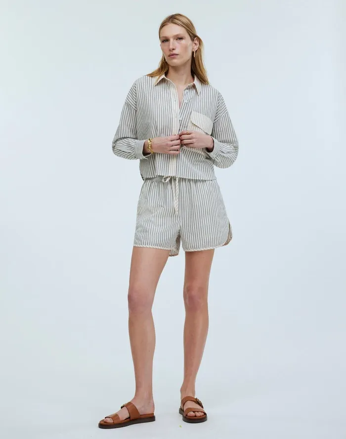 Women Matching Sets Madewell FlapPocket Crop ButtonUp Shirt In Poplin