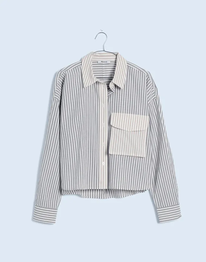 Women Matching Sets Madewell FlapPocket Crop ButtonUp Shirt In Poplin