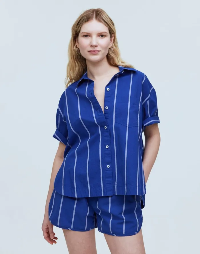 Women Matching Sets Madewell Oversized Boxy ButtonUp Shirt In Signature Poplin