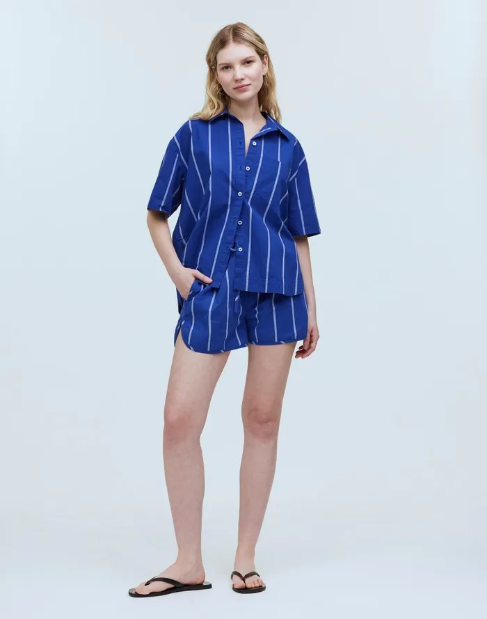 Women Matching Sets Madewell Oversized Boxy ButtonUp Shirt In Signature Poplin