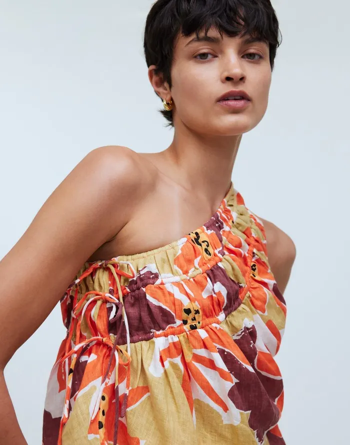 Women Matching Sets Madewell Zulu and Zephyr Ruched OneShoulder Crop Top