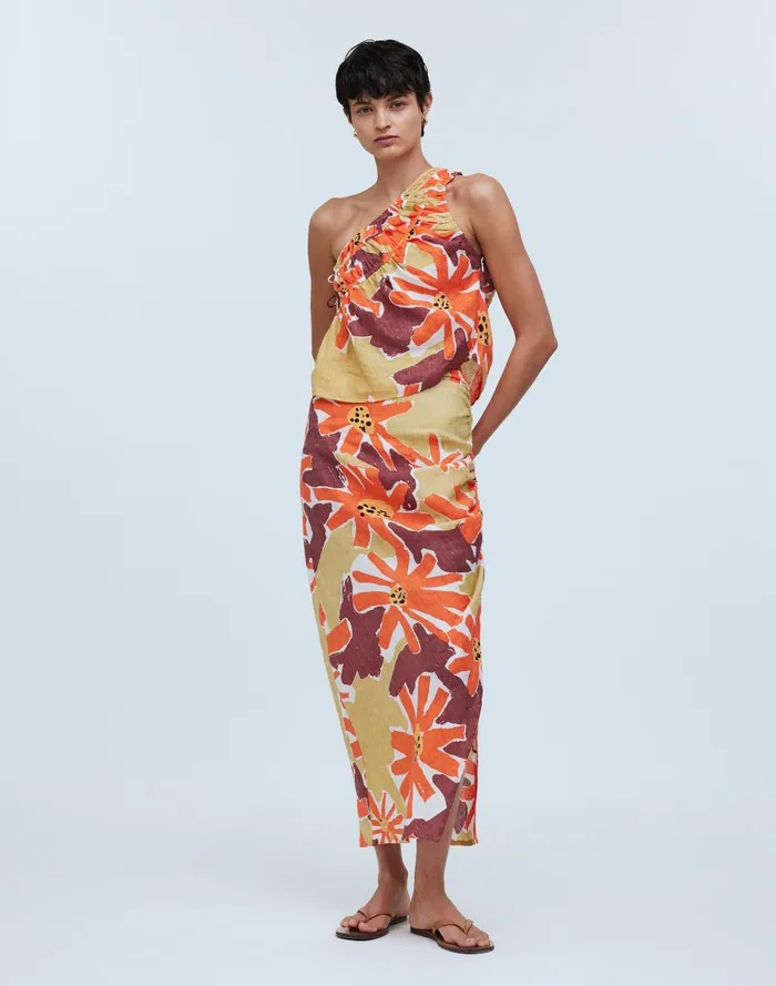 Women Matching Sets Madewell Zulu and Zephyr Ruched OneShoulder Crop Top