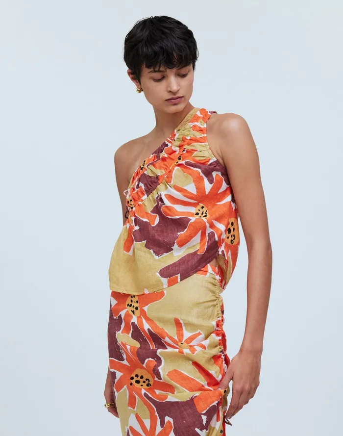 Women Matching Sets Madewell Zulu and Zephyr Ruched OneShoulder Crop Top