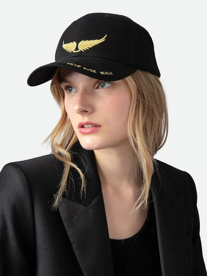WomenMen Zadig and Voltaire Hats and Caps Head Over Heels Baseball Cap Black