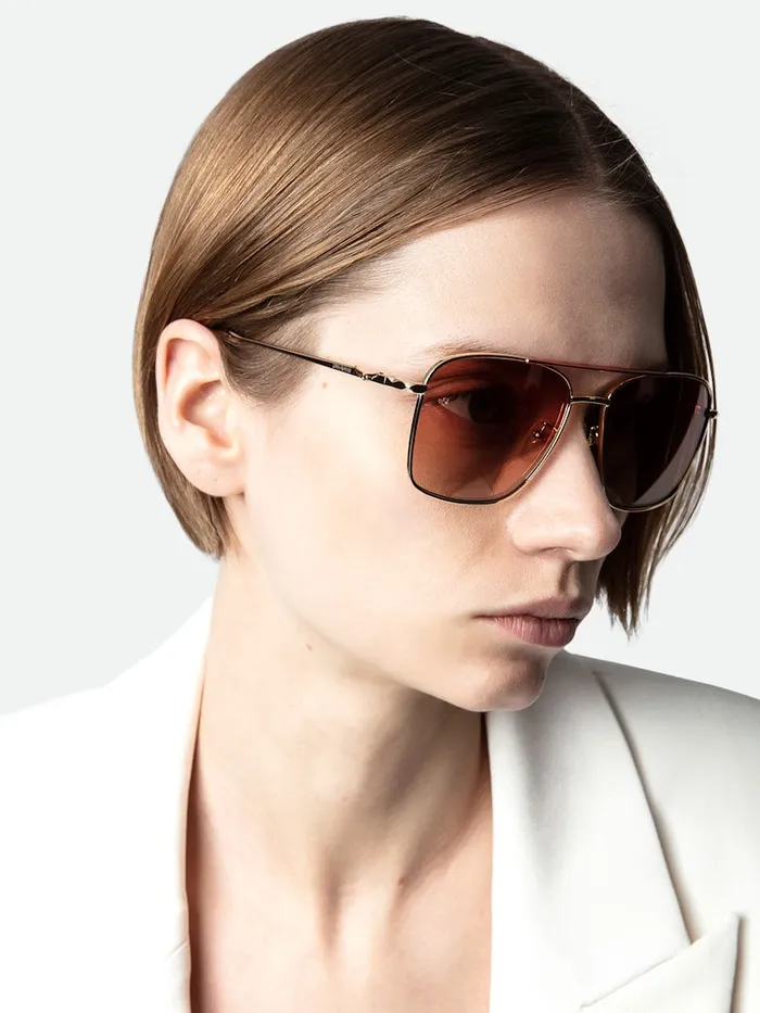 WomenMen Zadig and Voltaire Sunglasses Aviator Wings Sunglasses Cognac