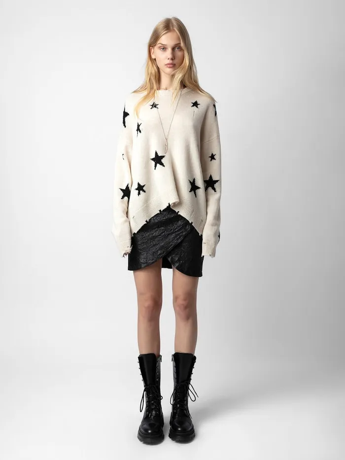 WomenMen Zadig and Voltaire Sweaters and Cardigans Markus Stars Cashmere Sweater Sugar