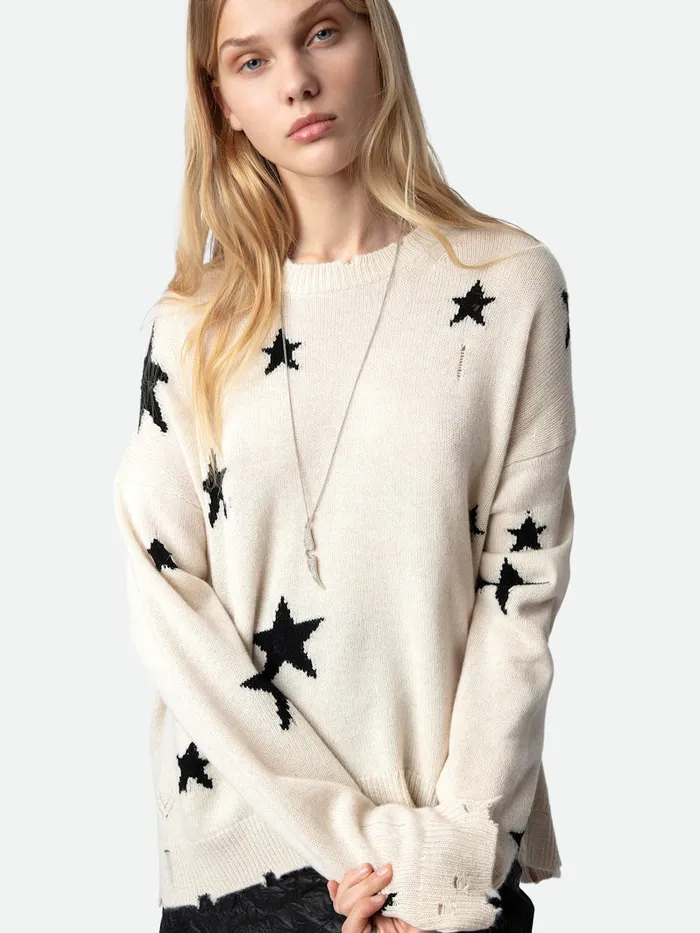 WomenMen Zadig and Voltaire Sweaters and Cardigans Markus Stars Cashmere Sweater Sugar