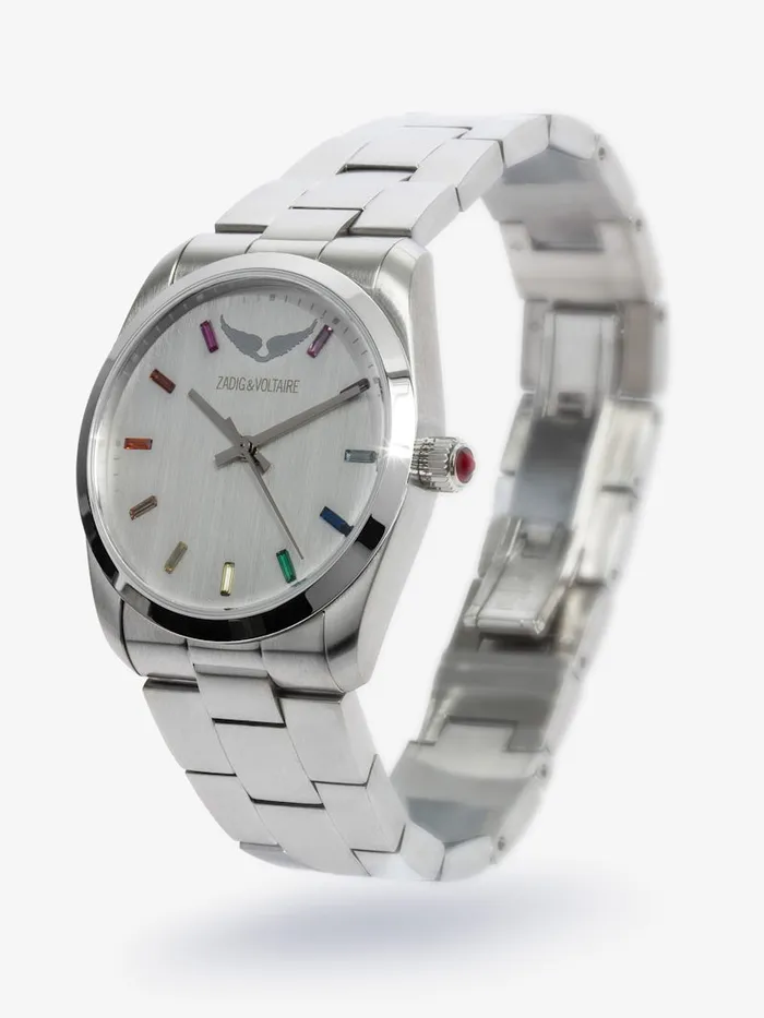 WomenMen Zadig and Voltaire Watches Time2Love Watch Shiny Silver