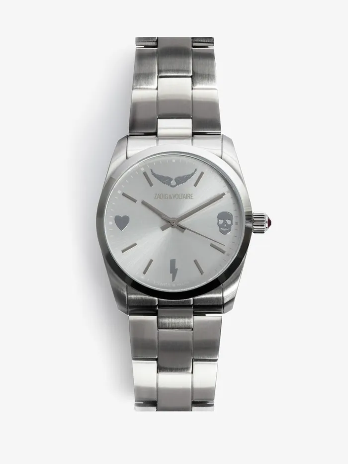 WomenMen Zadig and Voltaire Watches Time2Love Watch Silver