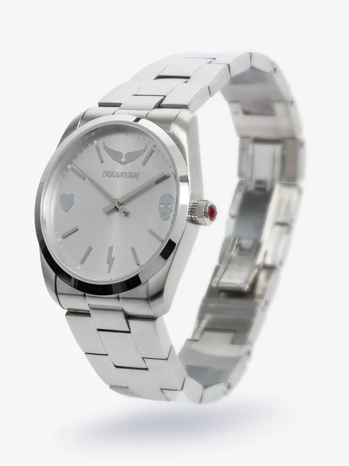 WomenMen Zadig and Voltaire Watches Time2Love Watch Silver