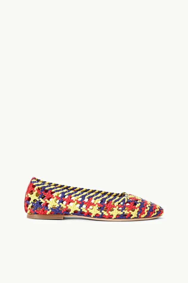 Women Mules and Flats STAUD STAUD NELL CROCHET BALLERINA RED ROSE MULTI