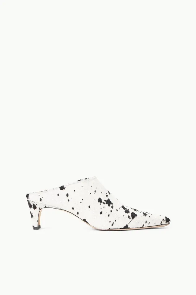 Women Mules and Flats STAUD STAUD WALLY MULE BLACK and WHITE HAIRCALF