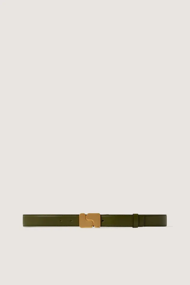 Women NINON LEATHER BELT Olive Green Soeur Belts