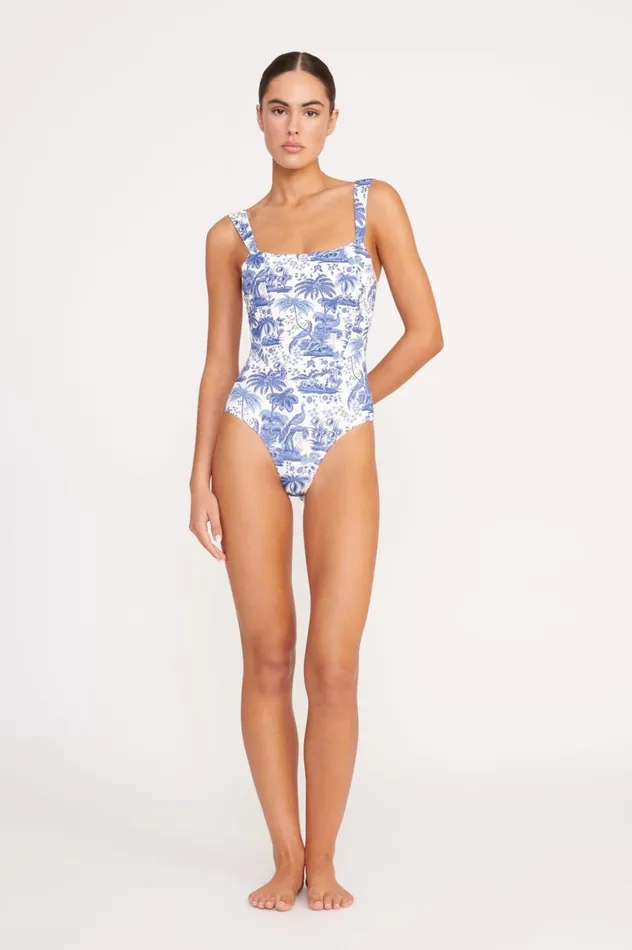 Women One Pieces STAUD STAUD ADELAIDE ONE PIECE BLUE TOILE Women One Pieces STAUD STAUD ADELAIDE ONE PIECE BLUE TOILE