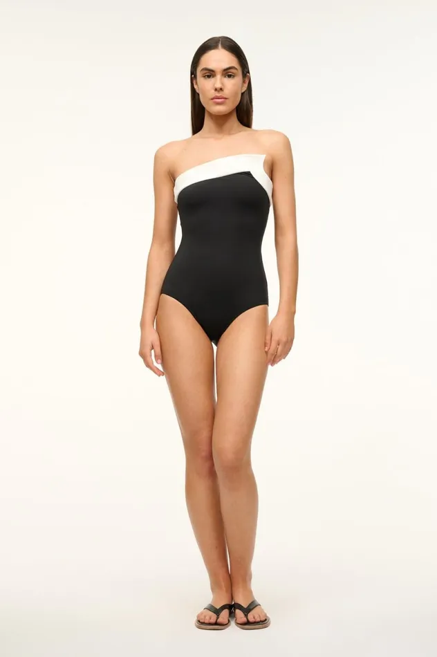Women One Pieces STAUD STAUD ALEXANDRA ONE PIECE BLACK WHITE