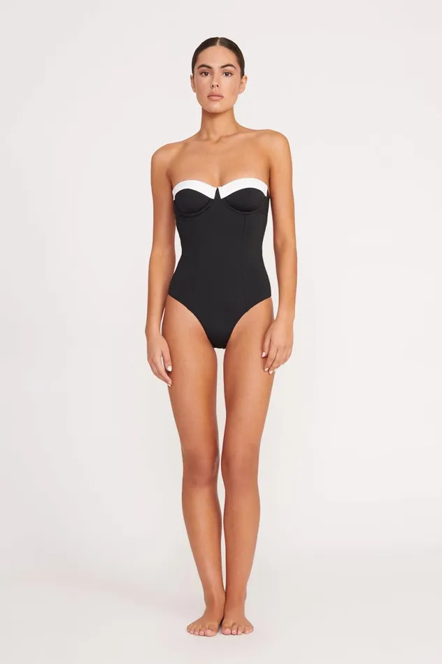 Women One Pieces STAUD STAUD MAEVE ONE PIECE BLACK WHITE Women One Pieces STAUD STAUD MAEVE ONE PIECE BLACK WHITE