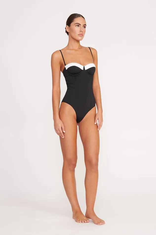 Women One Pieces STAUD STAUD MAEVE ONE PIECE BLACK WHITE Women One Pieces STAUD STAUD MAEVE ONE PIECE BLACK WHITE