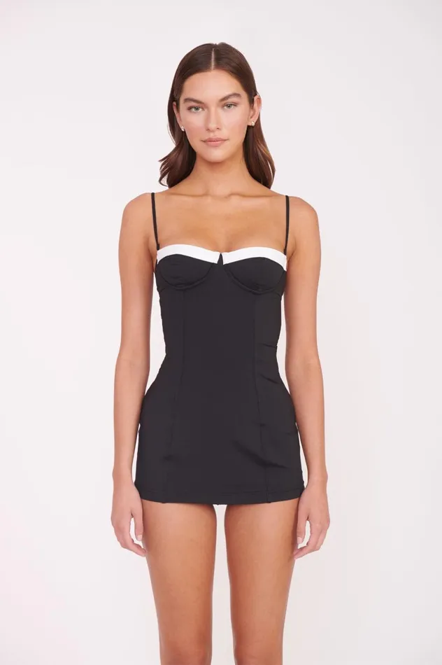 Women One Pieces STAUD STAUD MAEVE SWIM DRESS BLACK WHITE