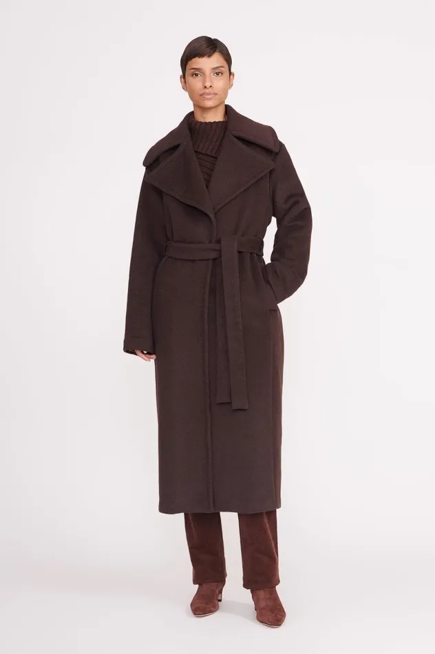 Women Outerwear and Jackets STAUD STAUD CARVER COAT DARK CHOCOLATE