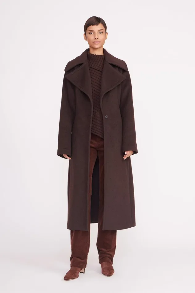 Women Outerwear and Jackets STAUD STAUD CARVER COAT DARK CHOCOLATE Women Outerwear and Jackets STAUD STAUD CARVER COAT DARK CHOCOLATE