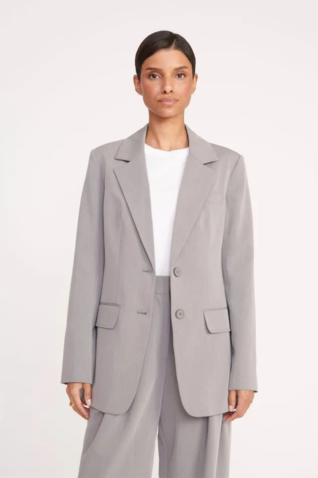 Women Outerwear and Jackets STAUD STAUD CITY BLAZER HEATHER GREY