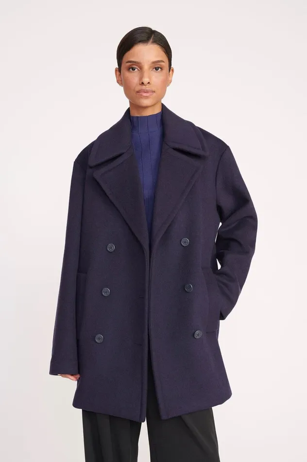 Women Outerwear and Jackets STAUD STAUD ELORA PEACOAT NAVY