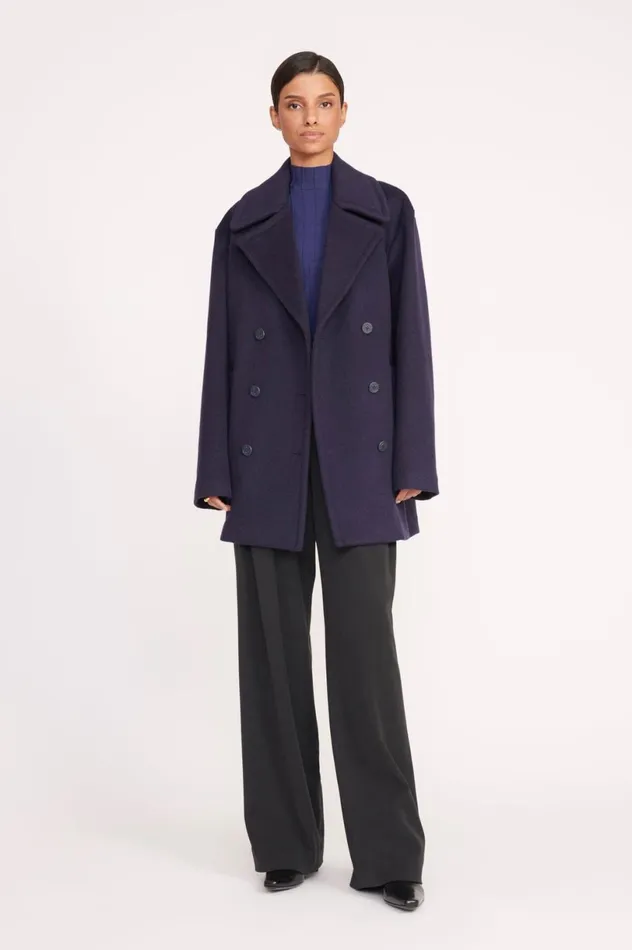 Women Outerwear and Jackets STAUD STAUD ELORA PEACOAT NAVY Women Outerwear and Jackets STAUD STAUD ELORA PEACOAT NAVY