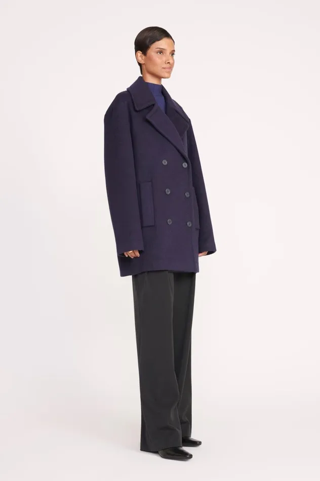 Women Outerwear and Jackets STAUD STAUD ELORA PEACOAT NAVY Women Outerwear and Jackets STAUD STAUD ELORA PEACOAT NAVY
