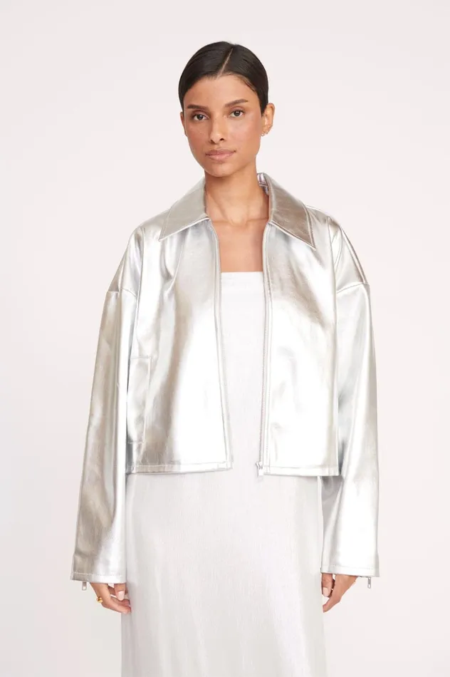 Women Outerwear and Jackets STAUD STAUD LENNOX JACKET SILVER