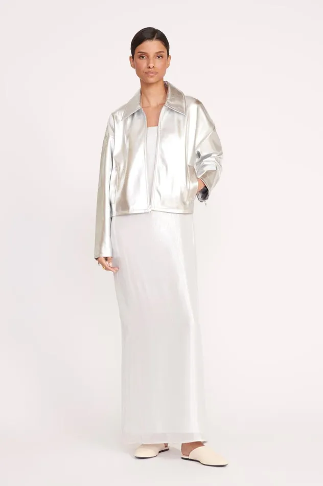 Women Outerwear and Jackets STAUD STAUD LENNOX JACKET SILVER Women Outerwear and Jackets STAUD STAUD LENNOX JACKET SILVER