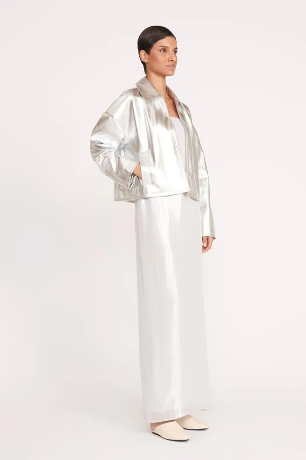 Women Outerwear and Jackets STAUD STAUD LENNOX JACKET SILVER Women Outerwear and Jackets STAUD STAUD LENNOX JACKET SILVER